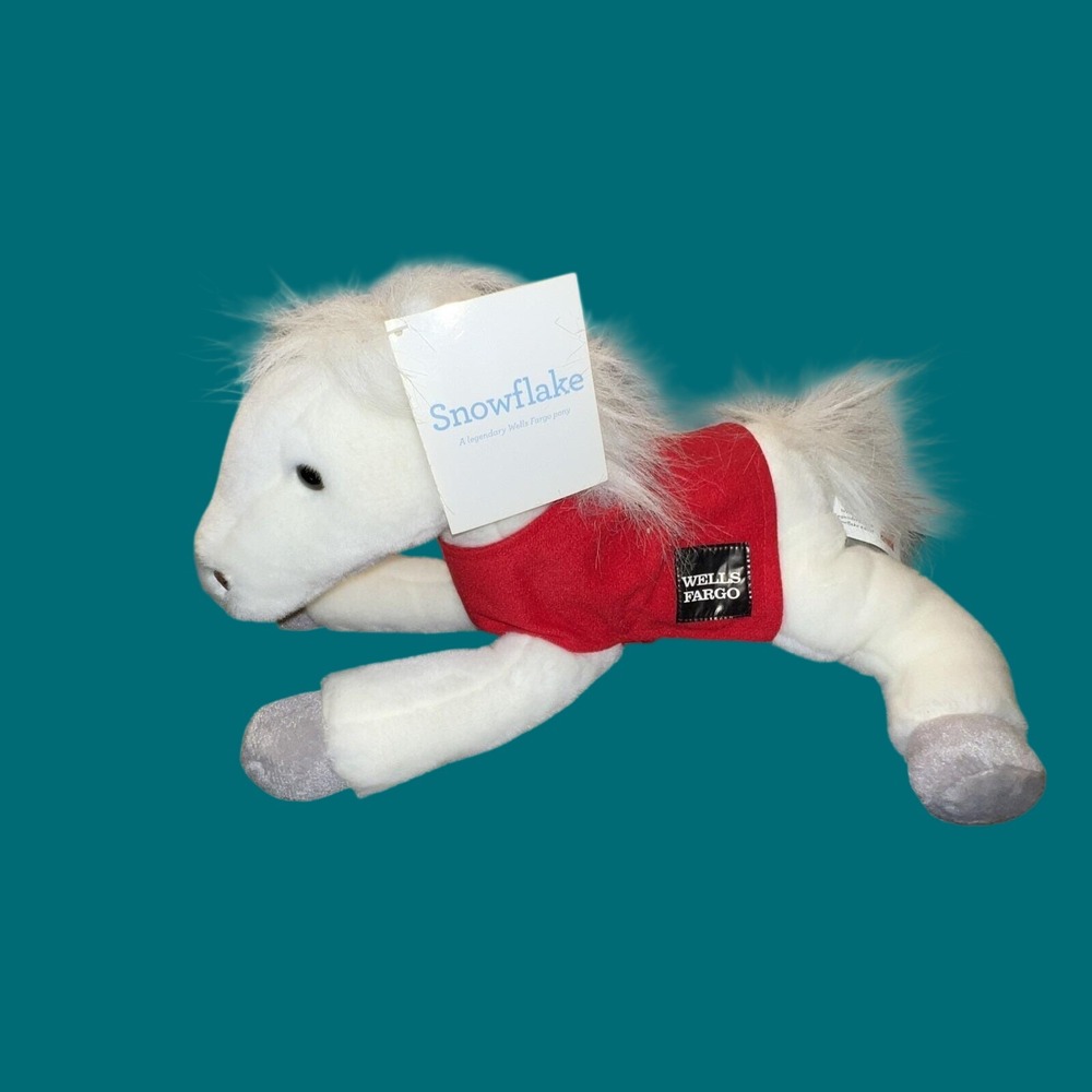 Wells Fargo Snowflake Legendary Pony White Horse Plush Red Vest Stuffed Animal